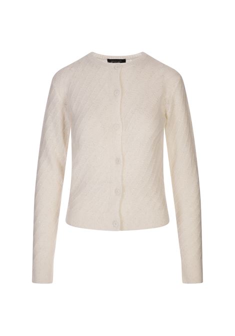 Cardigan In Lana e Seta Bianco Con Paillettes FABIANA FILIPPI | MAD215F1120000D2960142